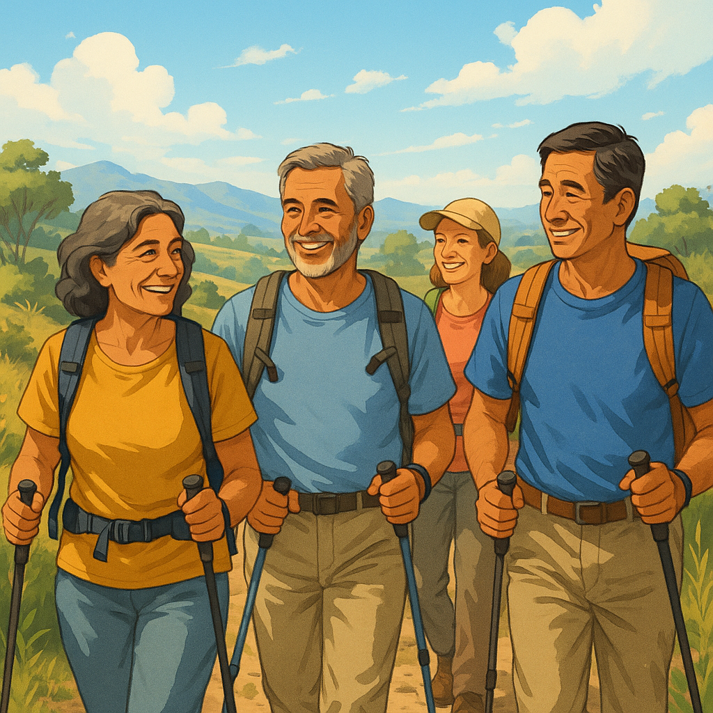 Personas adultas activas caminando